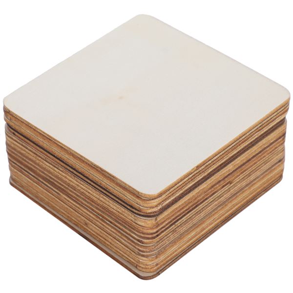 20 st fyrkantiga träskivor barn DIY konst hantverk träflis för koppmatta pussel 9,8 cm