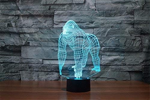 3D Abe Gorilla Natlampe Illusion Dyr LED Lamper