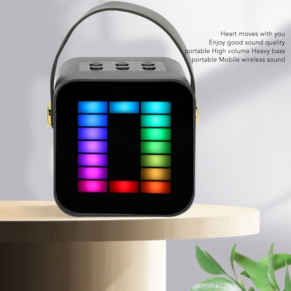 Mini Karaoke Maskine Sæt RGB Pickup Lys Digital Behandlings Chip Håndholdt Bærbar Bluetooth Højttaler med Mikrofon Black