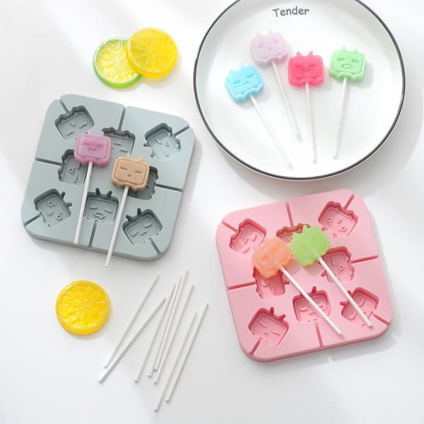 2 STK Håndlavet Chokolade Lollipop Form Silikone Børne