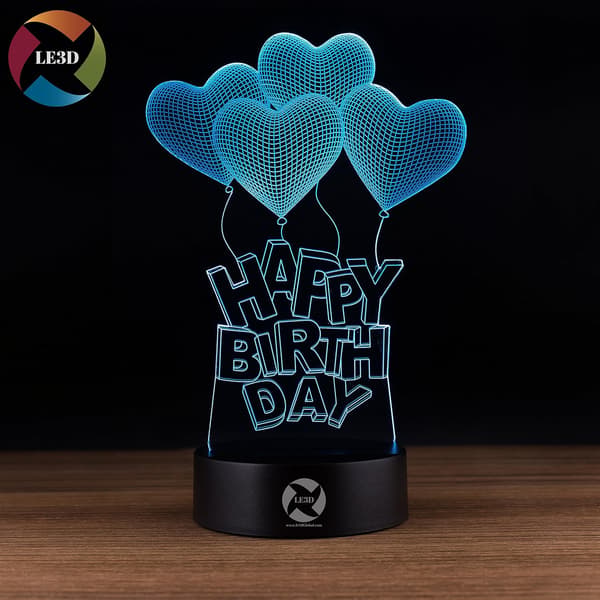 3D Optisk Illusions Natlampe - 7 LED Farveskiftende Lampe