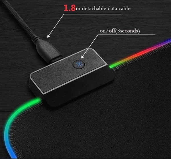 RGB Spill-Proof Gaming Mouse Pad, 14 Lighting Modes Illuminated LED Desk Mouse Mat, Power-Off Memory Function, Non-Slip Rubber Base and Water Resistant
