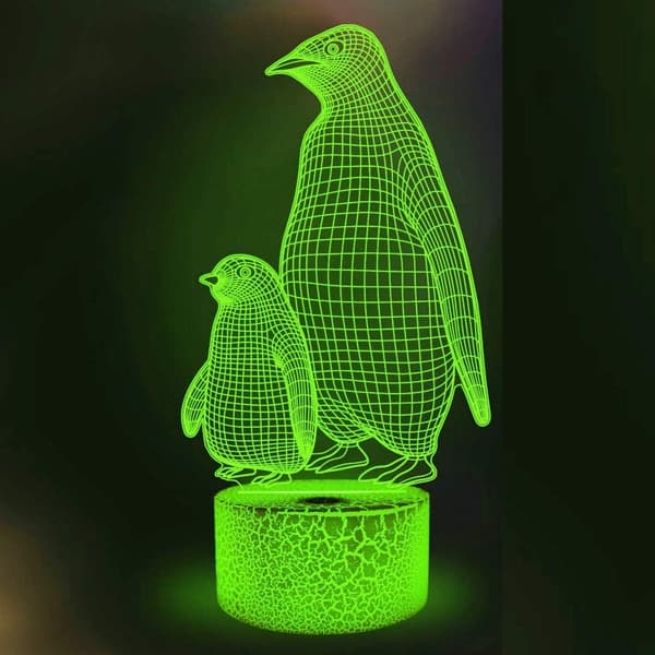 3D Pingvin Natlampe Illusion 7 Farveskiftende Touch