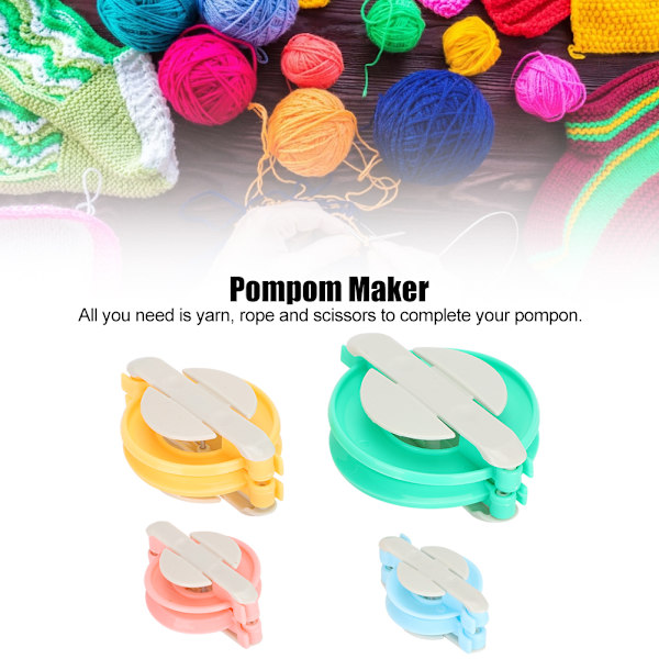 4 storlekar Pompom Maker Plast DIY Fluff Ball Vävning Handarbete Stickning Verktyg Set