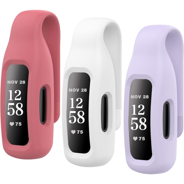 Udskiftning af 3-pak klips til Fitbit Inspire 2, blød og behagelig silikoneklip 360° beskyttelsesholder tilbehør, kompatibel med Fibit Inspire 2