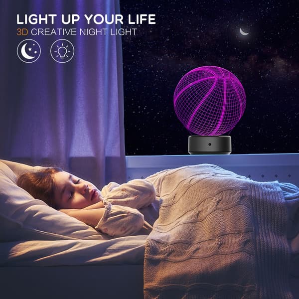 Nattlampe 3D Basketball 3D Lampe Optisk Illusjon Nattlampe