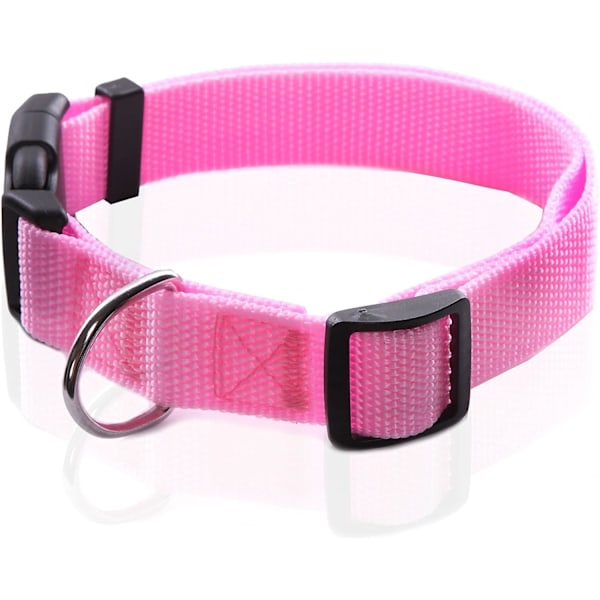 Justerbart nylon hundhalsband, slitstarkt husdjurshalsband 1 tum 3/4 tum 5/8 tum brett, för stora medelstora små hundar (L(1\" x 16-23\"), rosa) PINK L