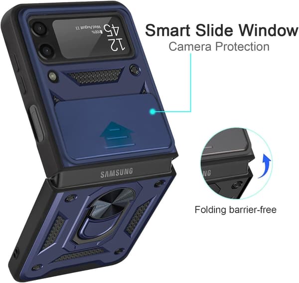 Kompatibel med Samsung Galaxy Z Flip 3 Case, [Militær Gra