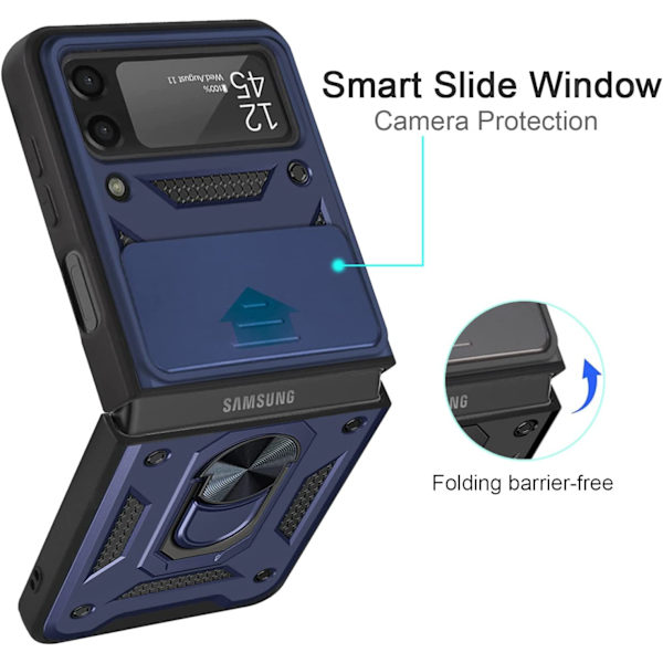 Kompatibel med Samsung Galaxy Z Flip 3 Fodral, [Militär Gra