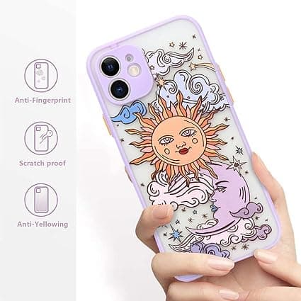 Kompatibel med iPhone 12 Deksel Matt Klar Design Sol Måne