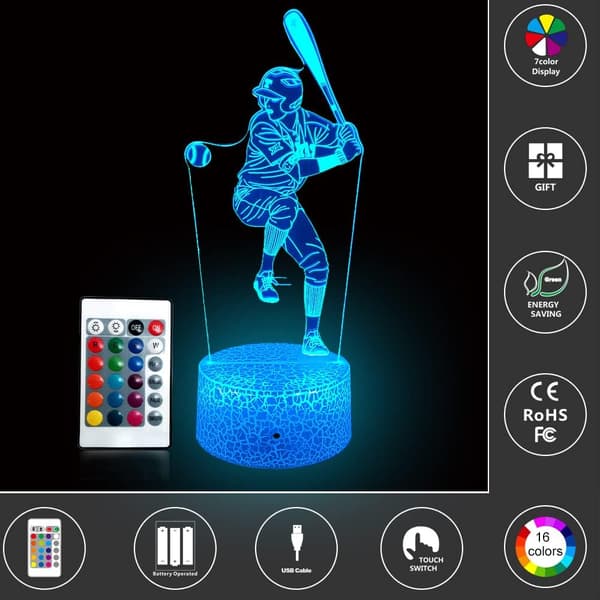 3D optisk illusionsbaseball dekorationslampa som presentidéer för