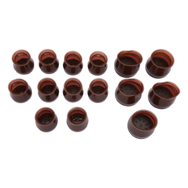 15PCS Stolsbenskydd Silikon Filt Möbler Dynor Mute Golvskyddskåpa Stor Liten Storlek Brun