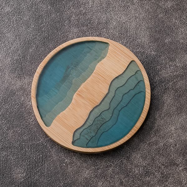 Naturlig træ coaster rund tekopper måtte bambus coasters epoxy