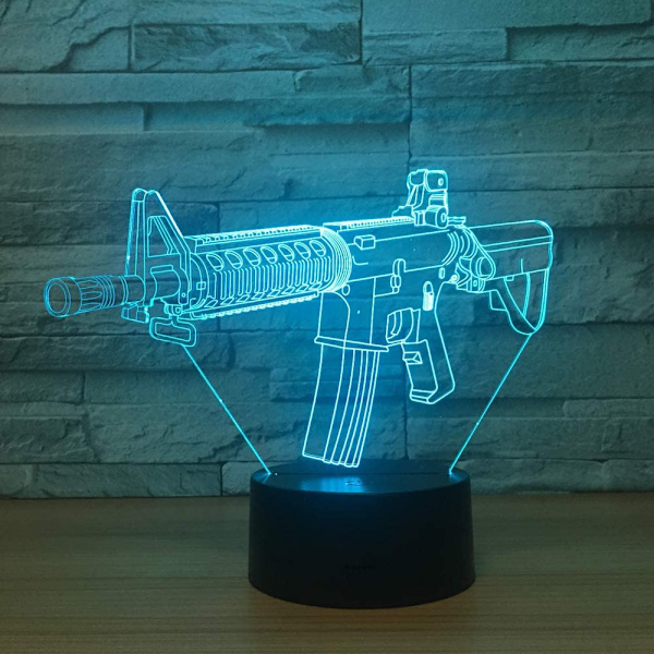 3D LED Pistol Optisk Illusion Sensor Natlampe med Smart