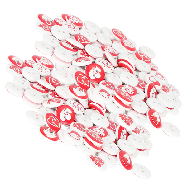 200 stk. 15 mm kærlighedstrykte knapper dekorative blandede træknapper 2-huls til DIY-scrapbooking