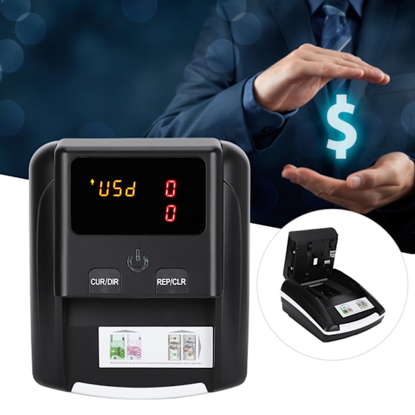 Mini Sedlar Detektor Bärbar Pengar Räknare USD EUR Falska Detektering med LED-display