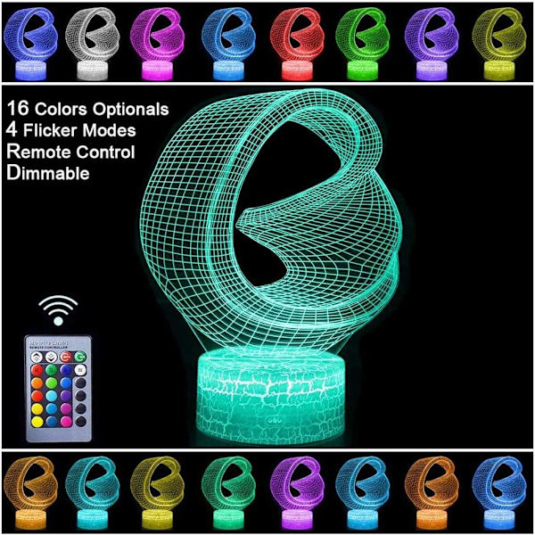 3D Planet Saturn Nattljus Stjärna Optisk Illusion Lampor Re