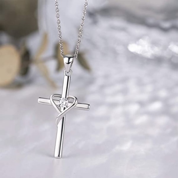 Silver Cross Halsband Mäns 5A CZ Födelsedag Sten Halsband T