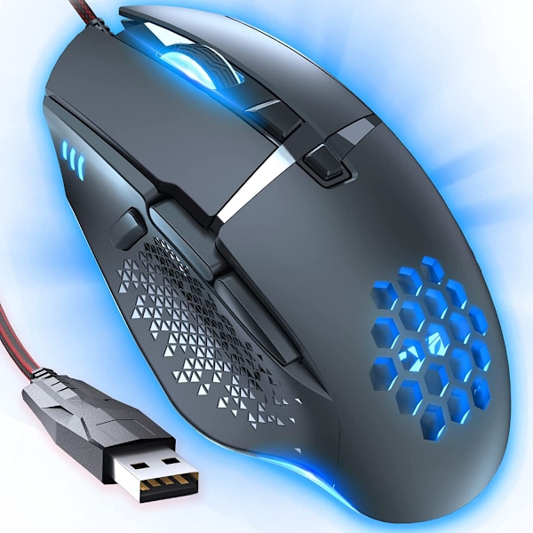 Spelmus för Pro PC, USB 3.0 Trådbunden Spelmus, Ergonomisk