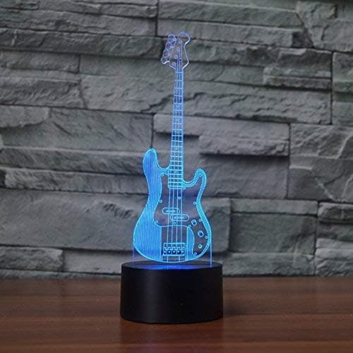 3D Elektrisk Gitarr Nattlampa Bas Not Bordlampa De