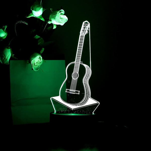 3D Nattljus, Gitarr 3D Illusion LED-lampor USB Batteri Pow
