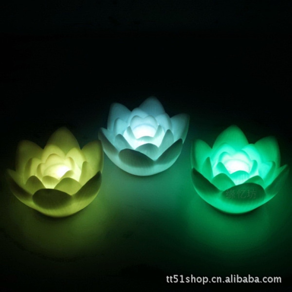 Farverige Lotus Lys LED Emitterende Langsomt Blinkende Nattelys Blomsterlys (5 stk.)