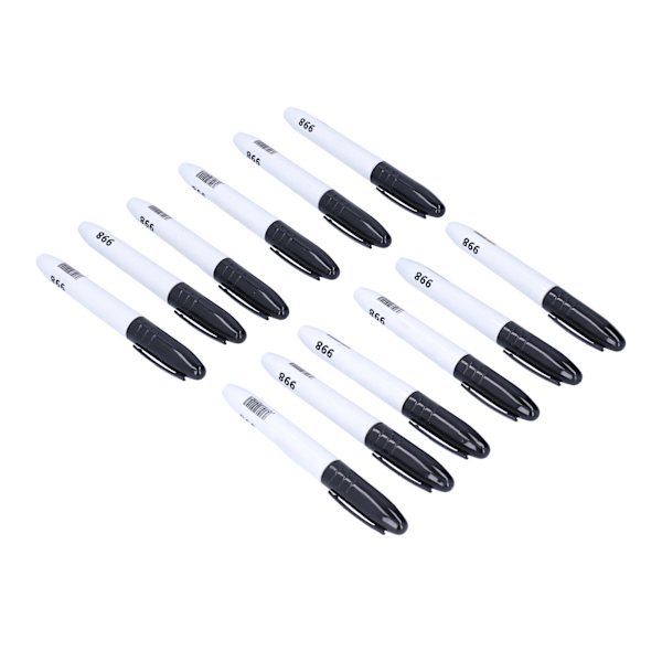 12 st permanenta tuschpennor med tjock spets, snabbtorkande, plast, metall, färgläggning, klotter, markeringspenna (svart)