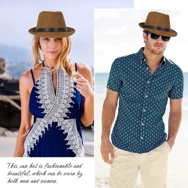 Sommer Strå Fedora Hat Kort Skygge Panama Solhat Trilby Bea Black