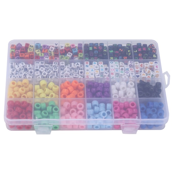 Brev Pärlor 6mm 10 Färger Elastisk Tråd Stora Hål Pärlor Set för Hantverk DIY Handgjorda
