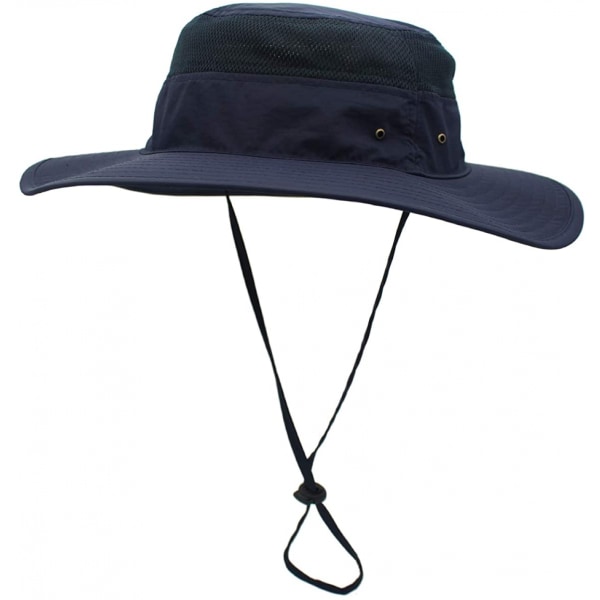 Hatt för män med solskydd UPF 50+ bred brätte hinkhatt vindtät fiske Navy Blue