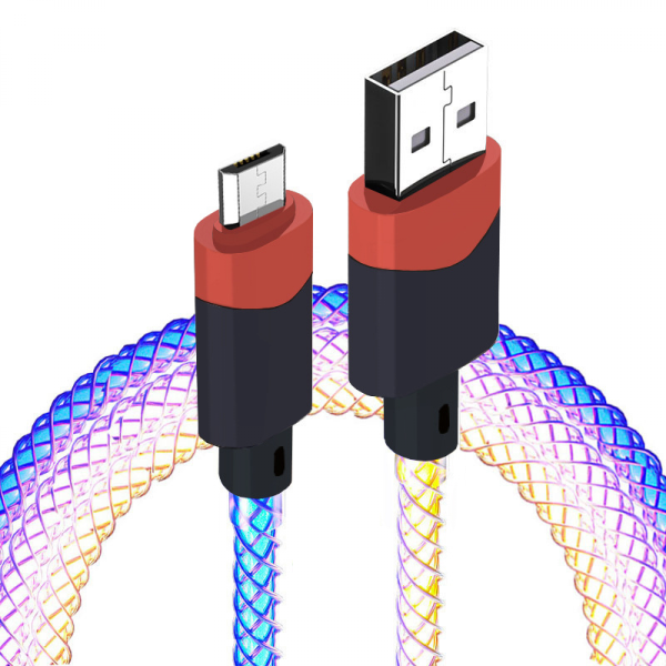 Laddarkabel, lyser upp Flödande 6A USB till Type C snabbladdningssladd för de flesta smarttelefoner