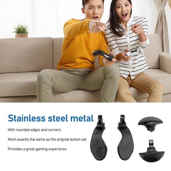 4 stk. for PS5 bakknapper - Profesjonelle, holdbare metallbakknapper for PS5 - reservedeler - svart