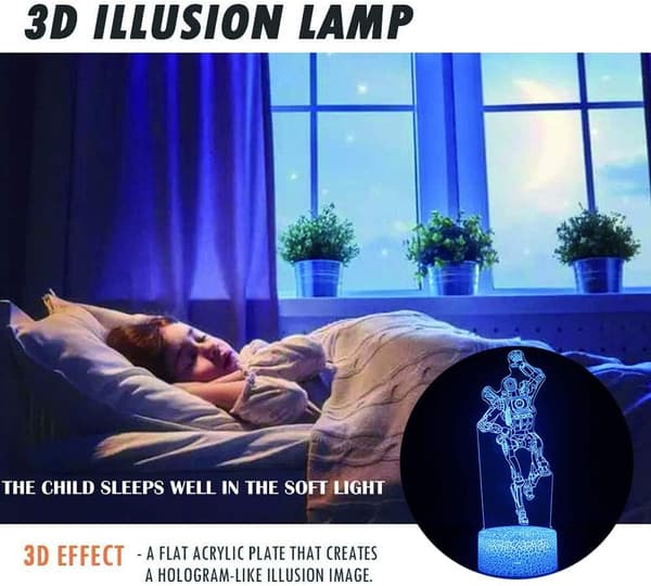 3D Optisk Illusjon LED Nattlys, 16 Farger Kan Endres wi