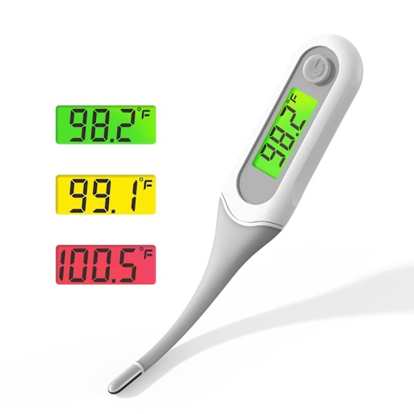 Digitalt termometer til voksne og børn, 8 sekunders hurtig aflæsning baby oral termometer med 3 farver baggrundslys, °C/°F omskiftelig, feberalarm,
