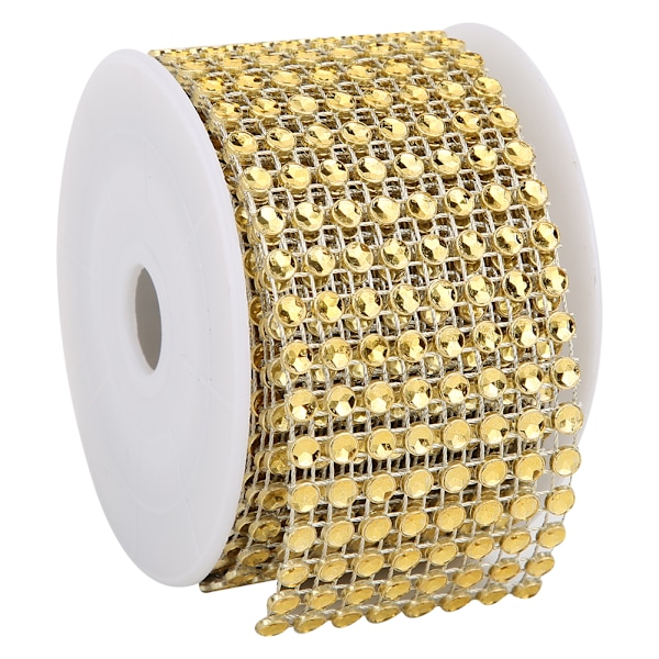 3PCS Rhinestone Mesh Roll Shiny Diamond Wrap Ribbon Trim DIY Håndlavet DekorationGuld