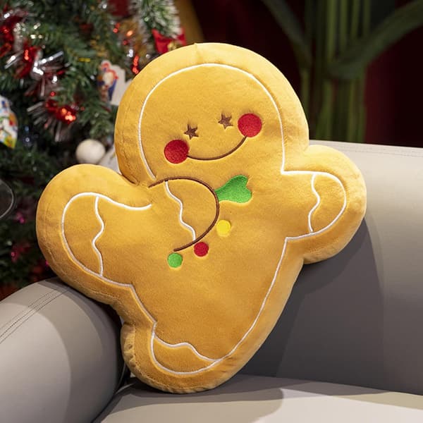 Søte plysj pepperkakemann puter - Kreativ kjeksformet julepynt til sofa, stue og seng Champagne Man