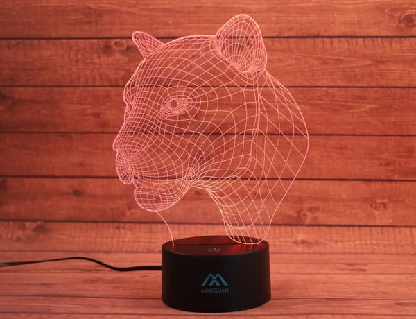 Leopard 3D Nattlampe 7 Farger LED Touch Bordlamper En