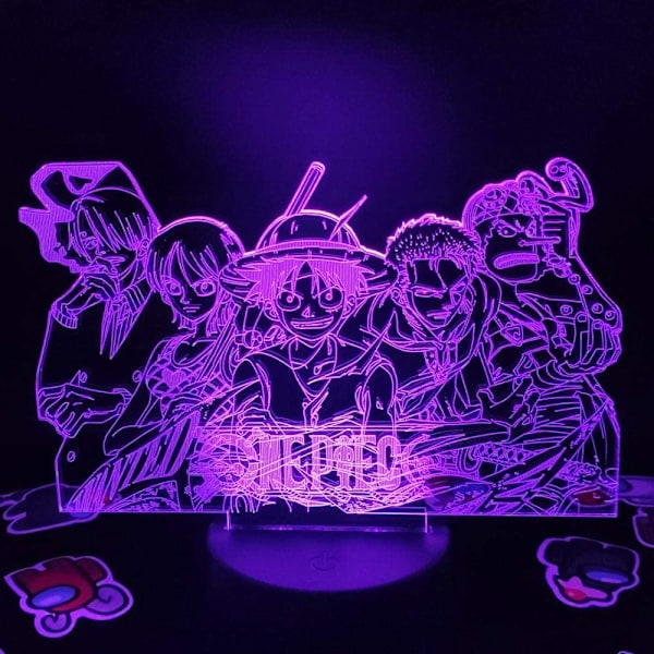 3D LED nattlampa present sovrum One Piece Anime Luffy