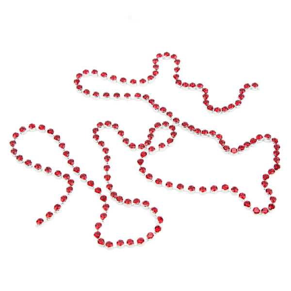 5 meter Rhinestone kedja Stark Praktiskhet Glänsande Färgglad Rund Rhinestone Klokedja för DIY Kläddekoration Röd