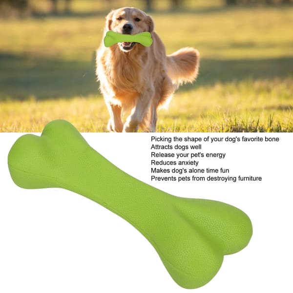 8 tommer grøn gummi knogle hundelegetøj, holdbart tyggelegetøj til mellemstore og store hunde