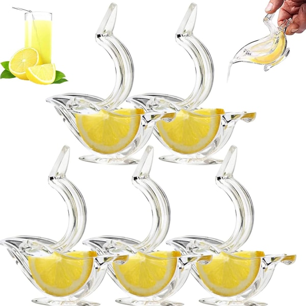 5 stk. Manuel citronpresser - sød form - bærbar transparent frugtpresser til husholdning, restaurant, cafe Bird Shape