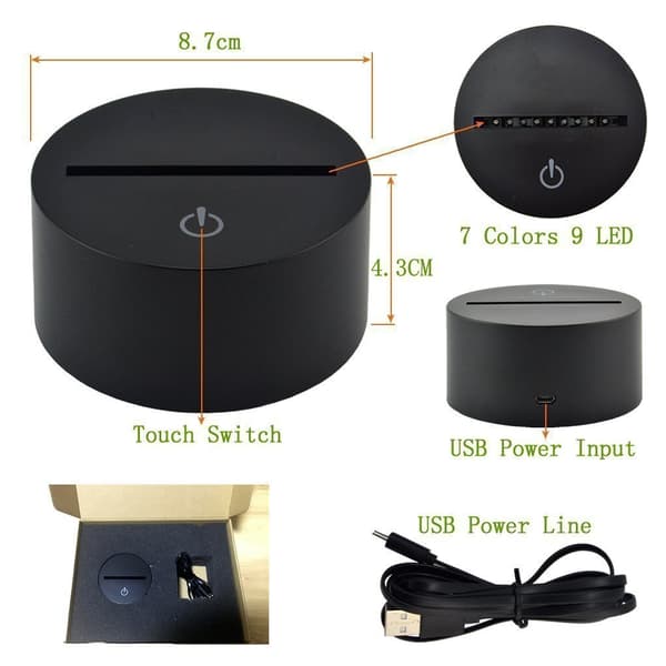 3D Hundepote Modellering Natlampe Touch 7 Farveskift LED Ta