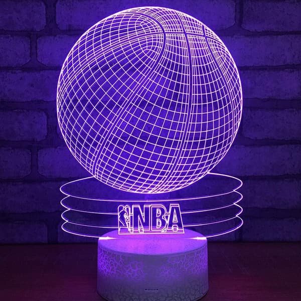 Basketball 3D Optisk Illusion Akryl Natlampe Touch Swi