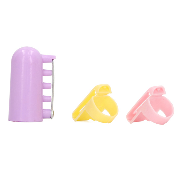 3 st stickade fingerborg i plast, lila, rosa, gul, blank utseende, bärbar garnguide, separerad garnfingerhållare för mamma
