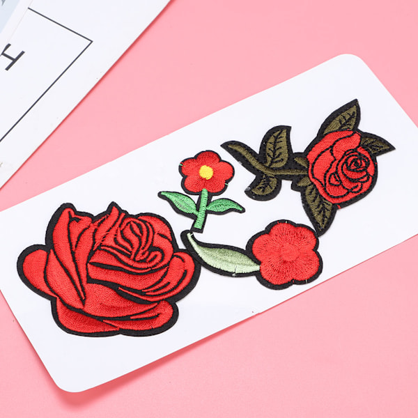 2 stk. blommeblomst klæbeplaster broderet patch DIY applikation håndværk dekoration blommeblomst sæt