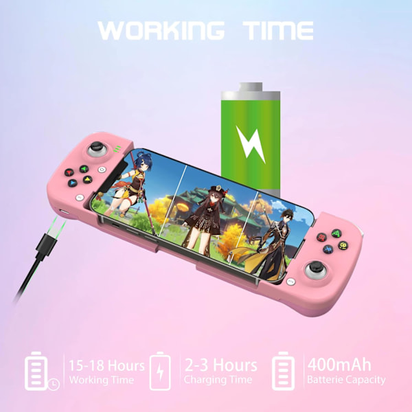 Bluetooth-kontroller för iPhone, Android, direkt spel, låg latens, telefonkontroller spelkontroll joystick för Galaxy S23 S22 S21 20 Ultra, iPhone 14 13 1 Pink