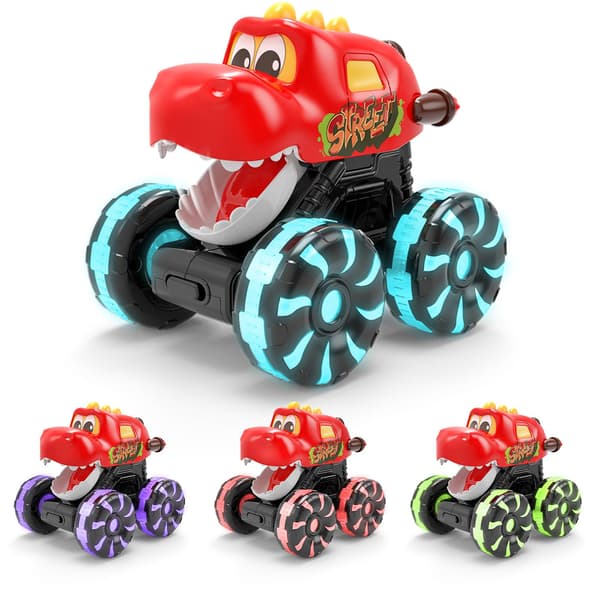 Rød Chomping Dino Monster Truck Legetøj – Tryk og Kør Bil Lastbil red