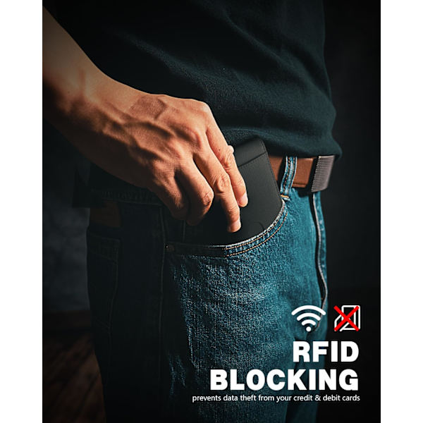 Slank Pengeclips Punge til Mænd RFID Blokering 11 Kort Holder Minimalistisk Lille Læder Bifold Herrepung Gaveæske HERM NEW-Palm Lines Black