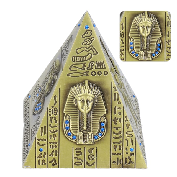 Egyptisk pyramidemodell grønn bronse stor retro klassisk utsøkt dekorativt håndverk ornament
