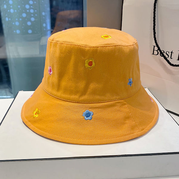 Söt blommig broderad hinkhatt dammode casual Po Orange